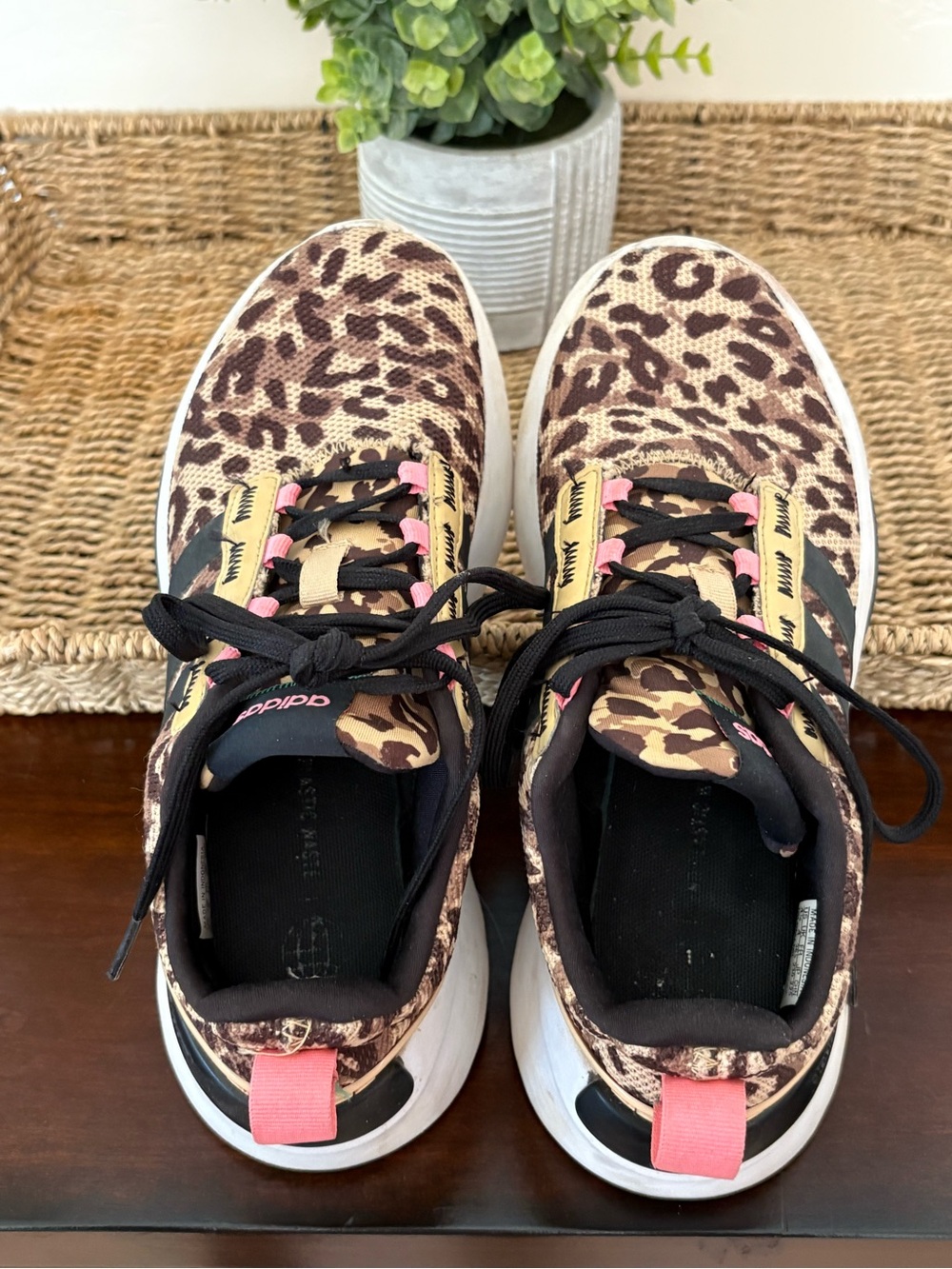 Kids Leopard Print Athletic Sneakers in Brown and Pink - Picture 2 of 5